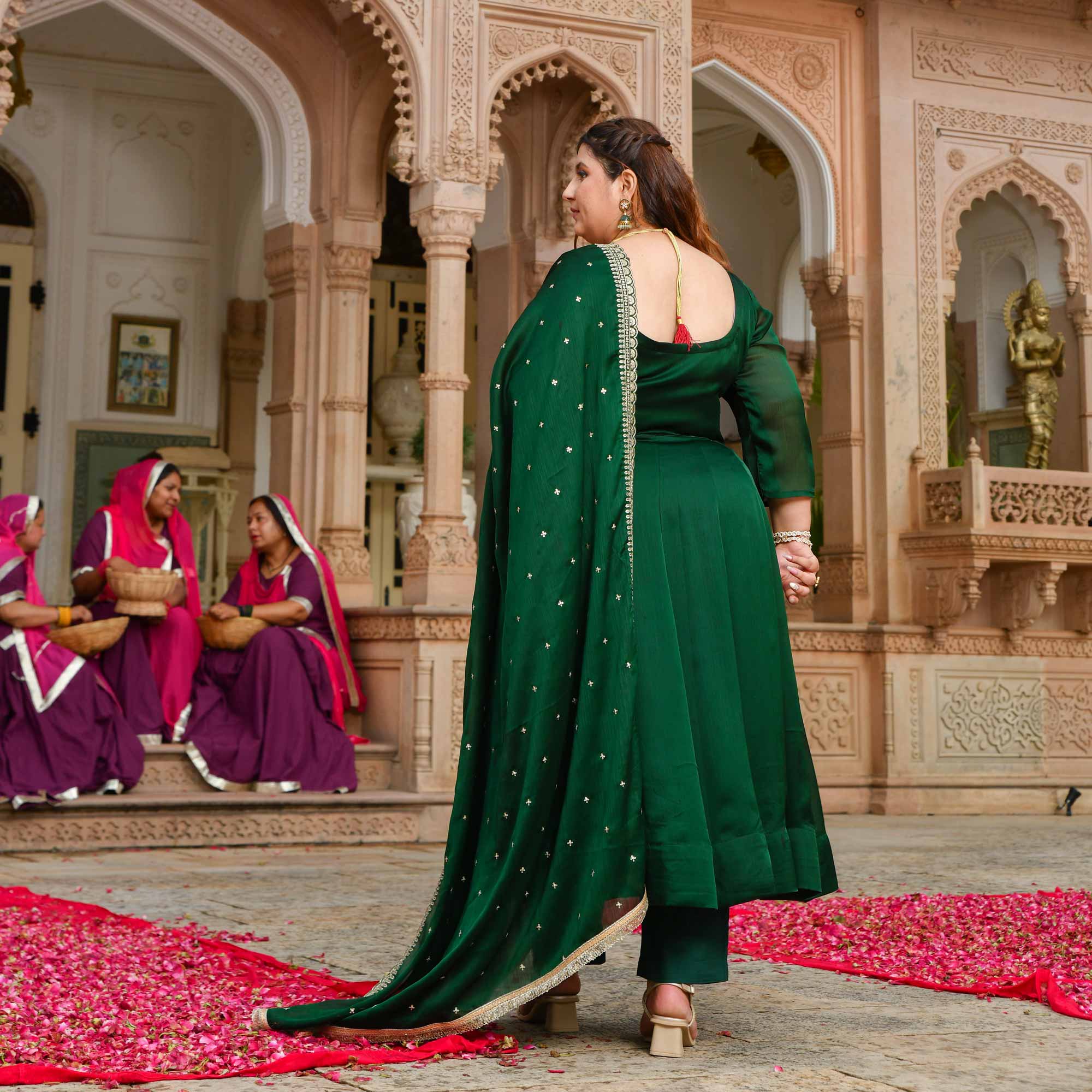 Twinkling Trellis Green Sequin Embroidered Anarkali Set