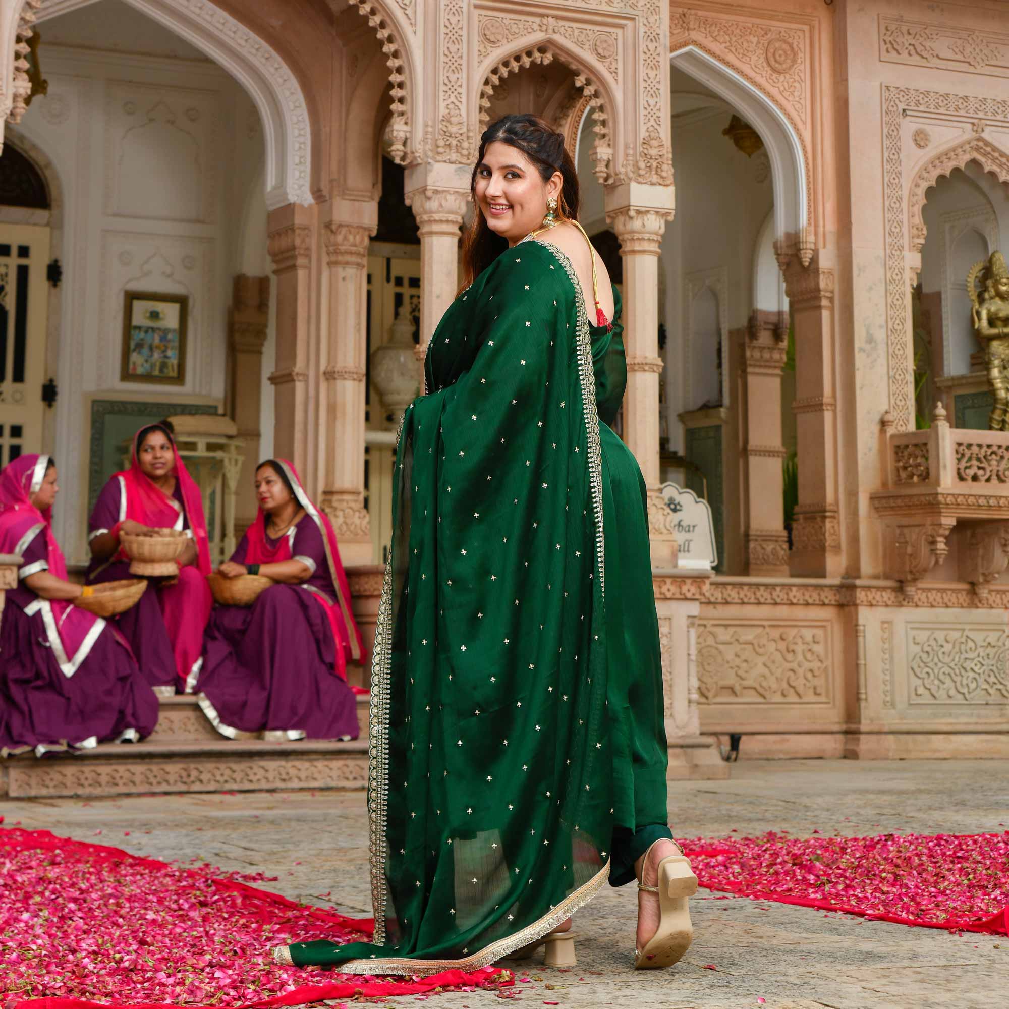 Twinkling Trellis Green Sequin Embroidered Anarkali Set