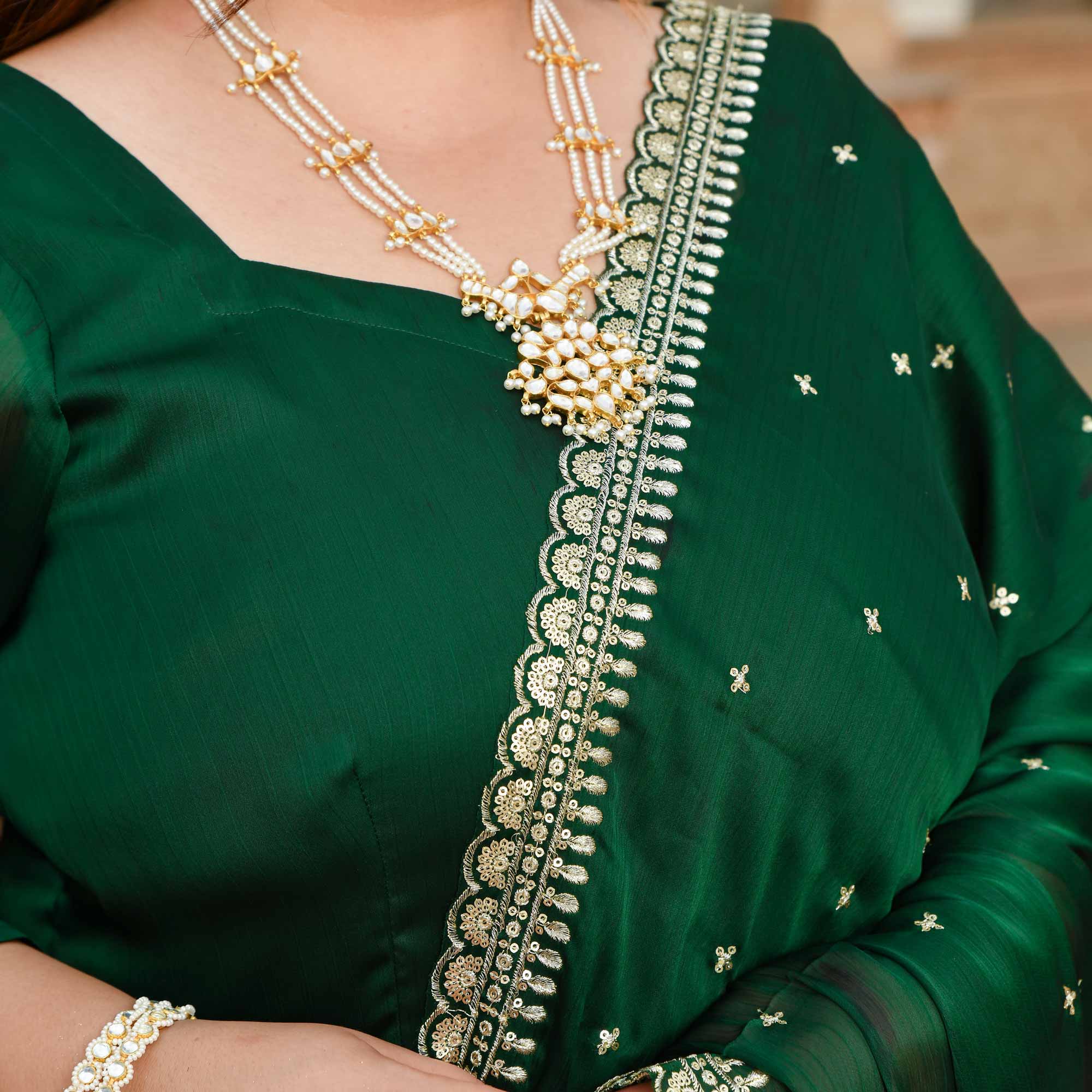 Twinkling Trellis Green Sequin Embroidered Anarkali Set