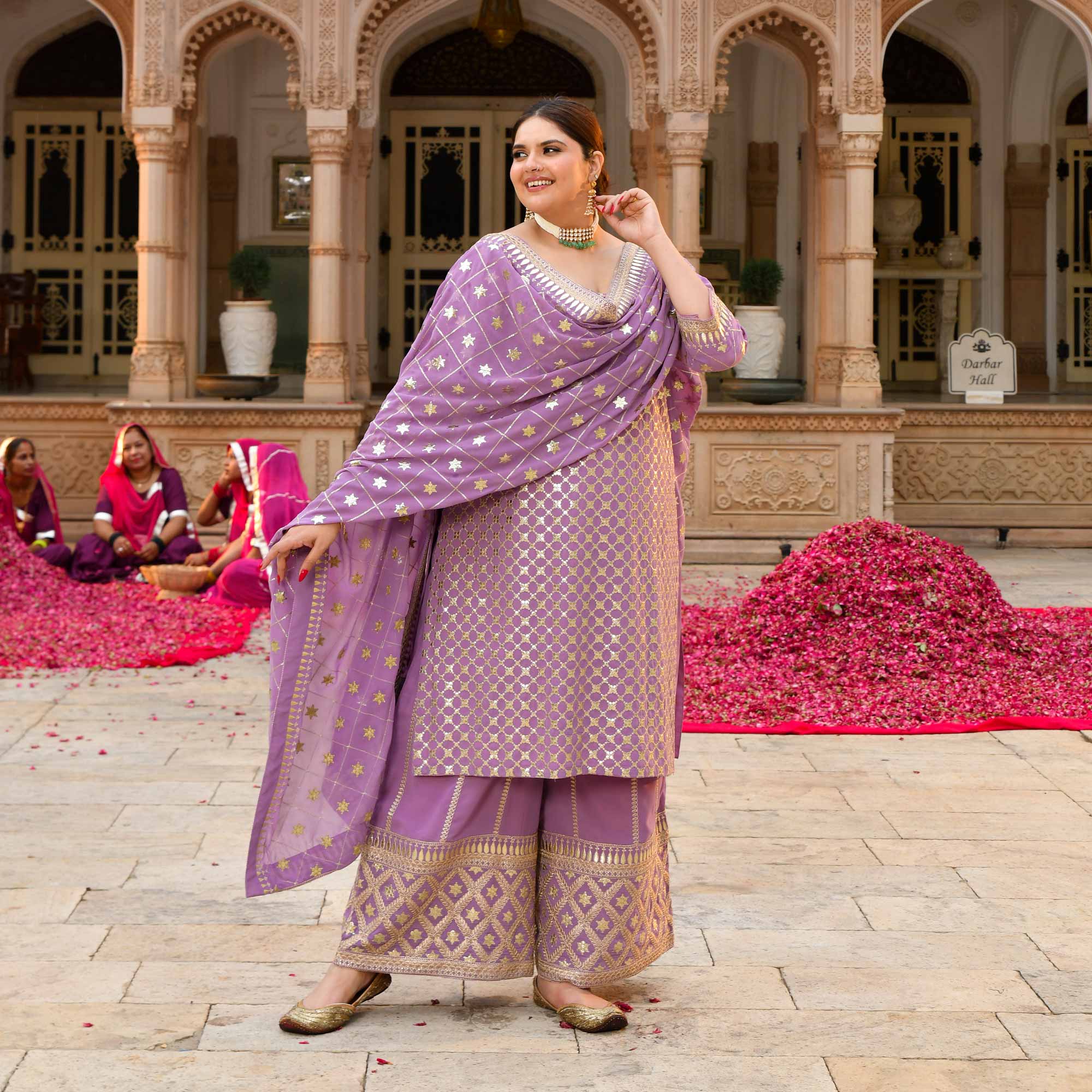 Lavanaya- Deep Lilac Sequin Embroidered Georgette Suit Set