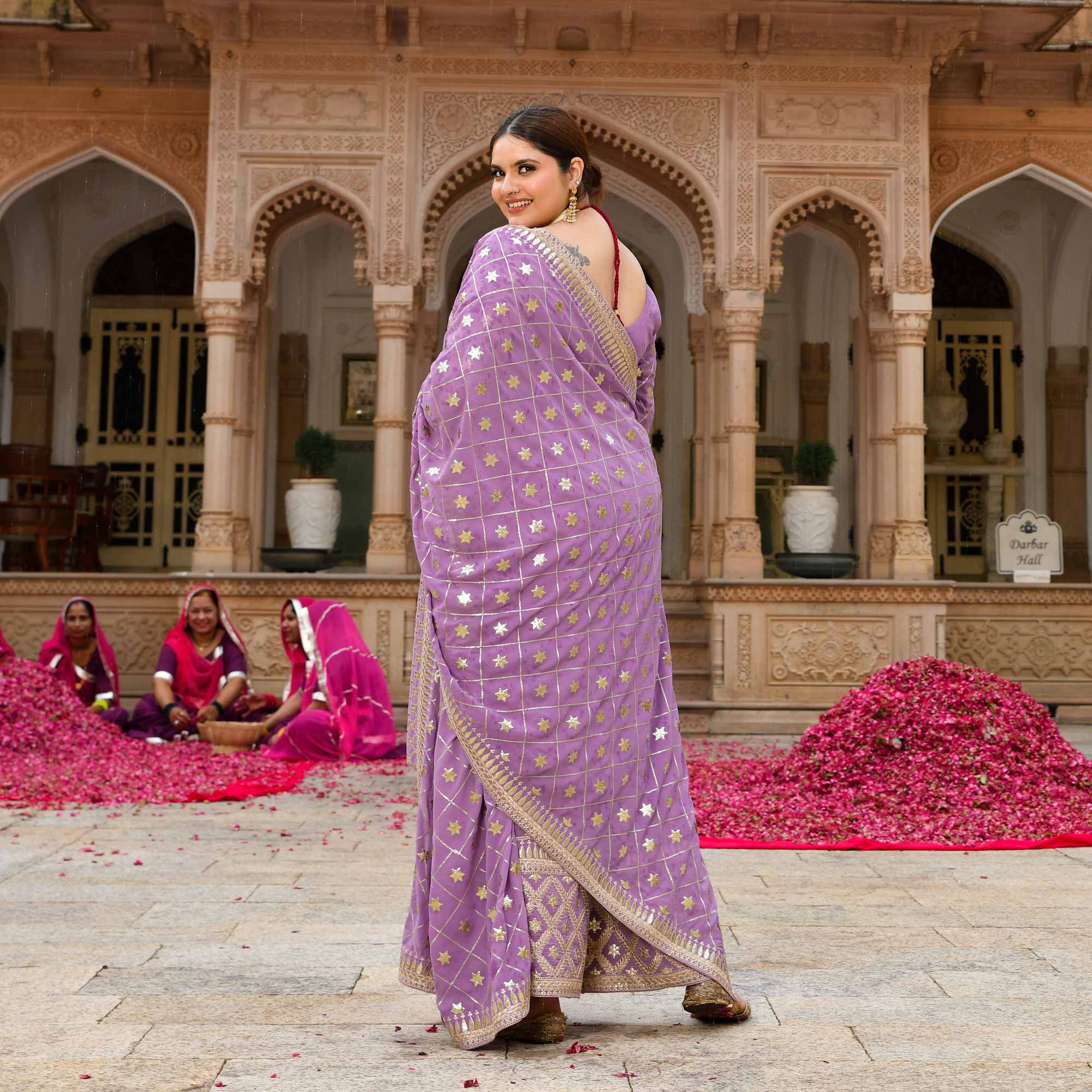 Lavanaya- Deep Lilac Sequin Embroidered Georgette Suit Set