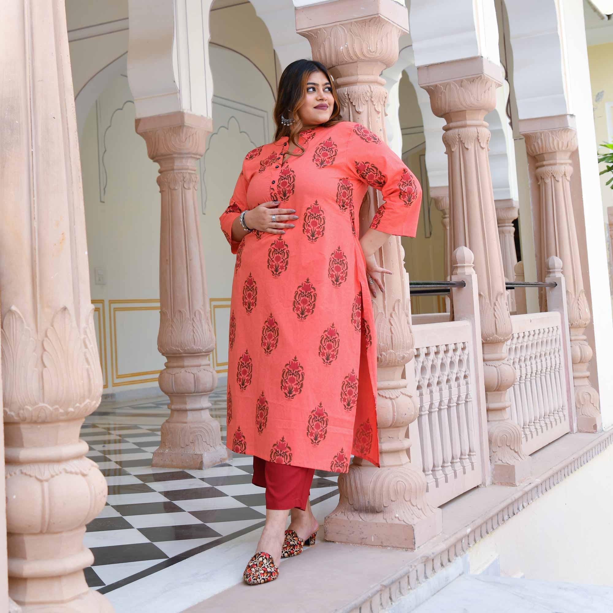 Sunset Hues- Peach Cotton Kurta 