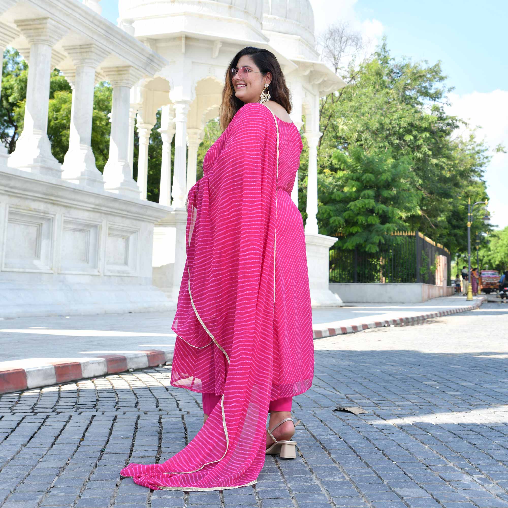 Jaipur Pink Mothra Georgette Aline Kali Kurta