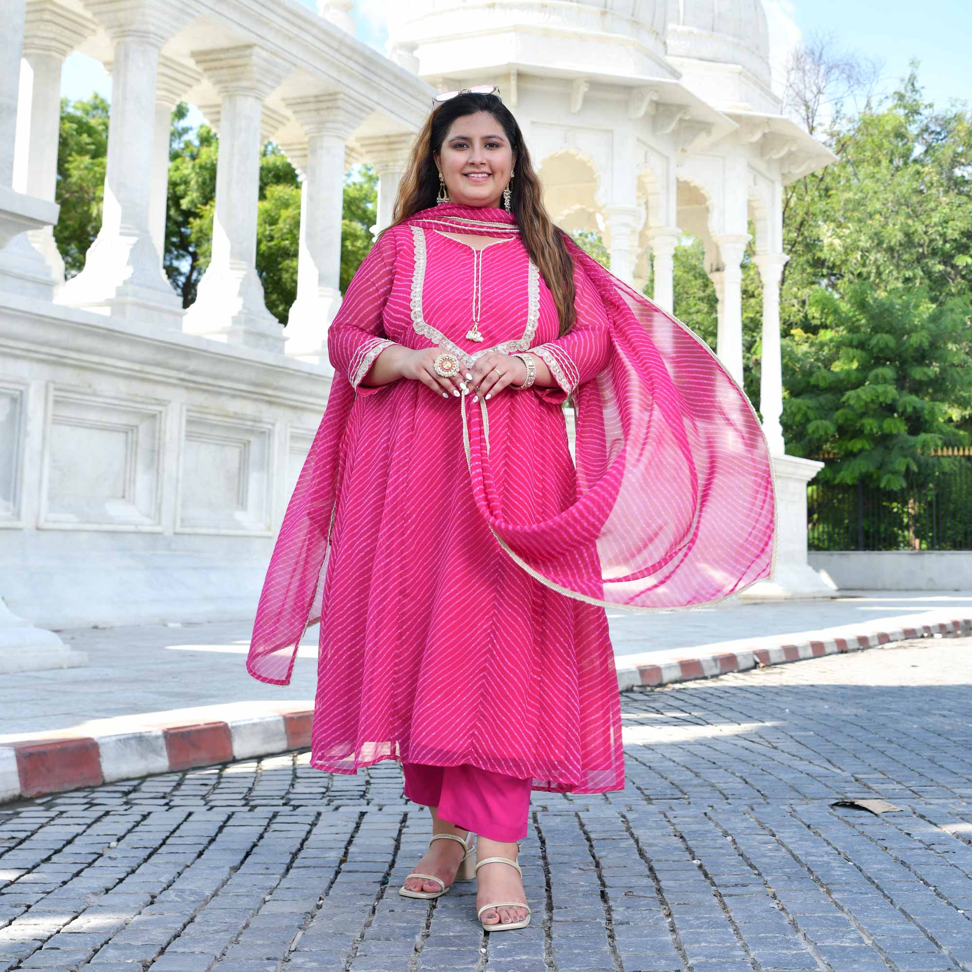 Jaipur Pink Mothra Georgette Aline Kali Kurta