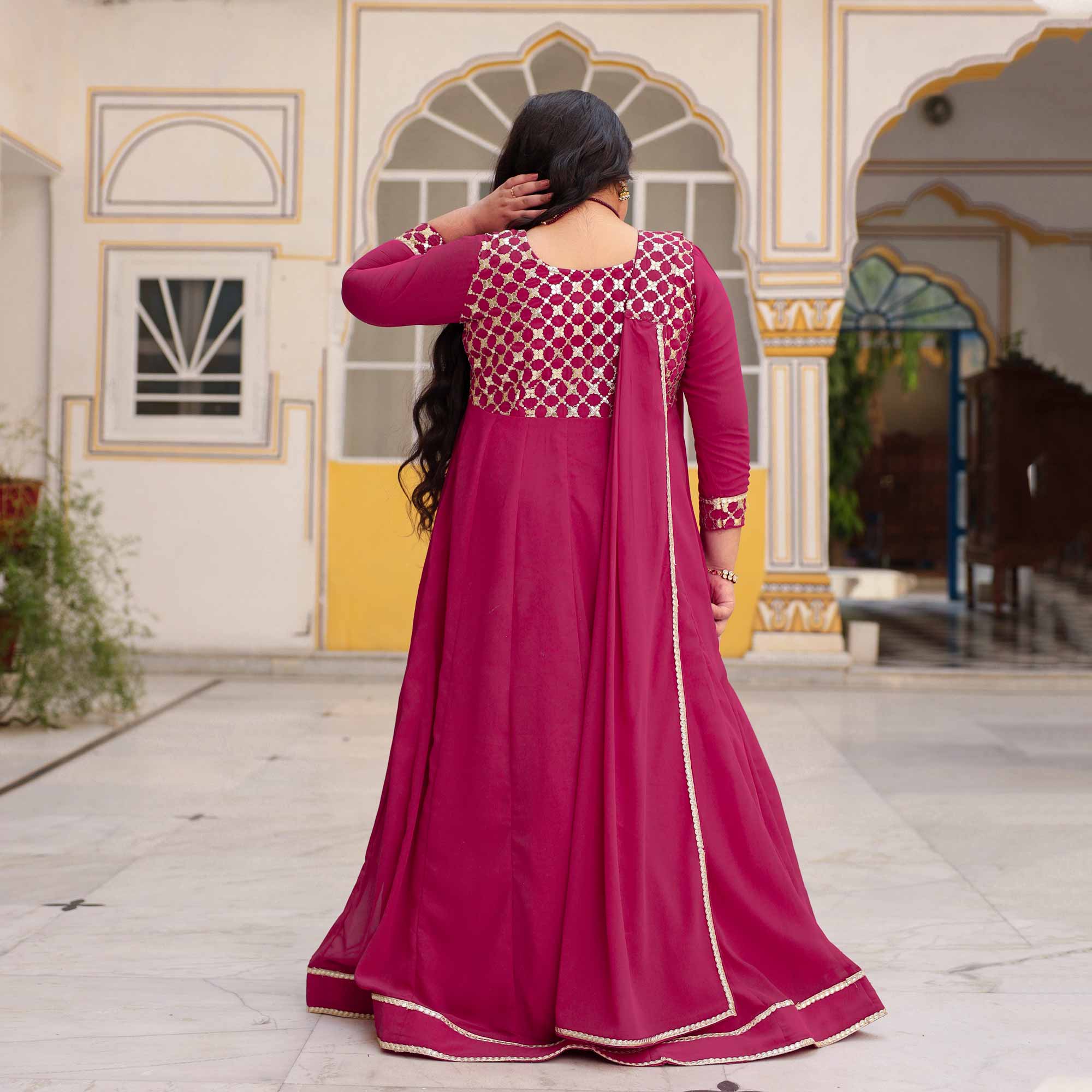 Radha Raas- Rose Pink Kids Georgette Anarkali With Dupatta