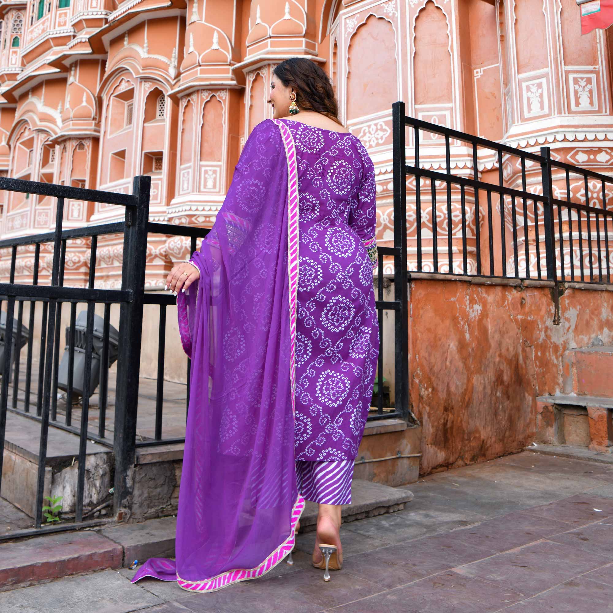 Ambarsariya - Purple Bandhani Cotton Gota Kurta