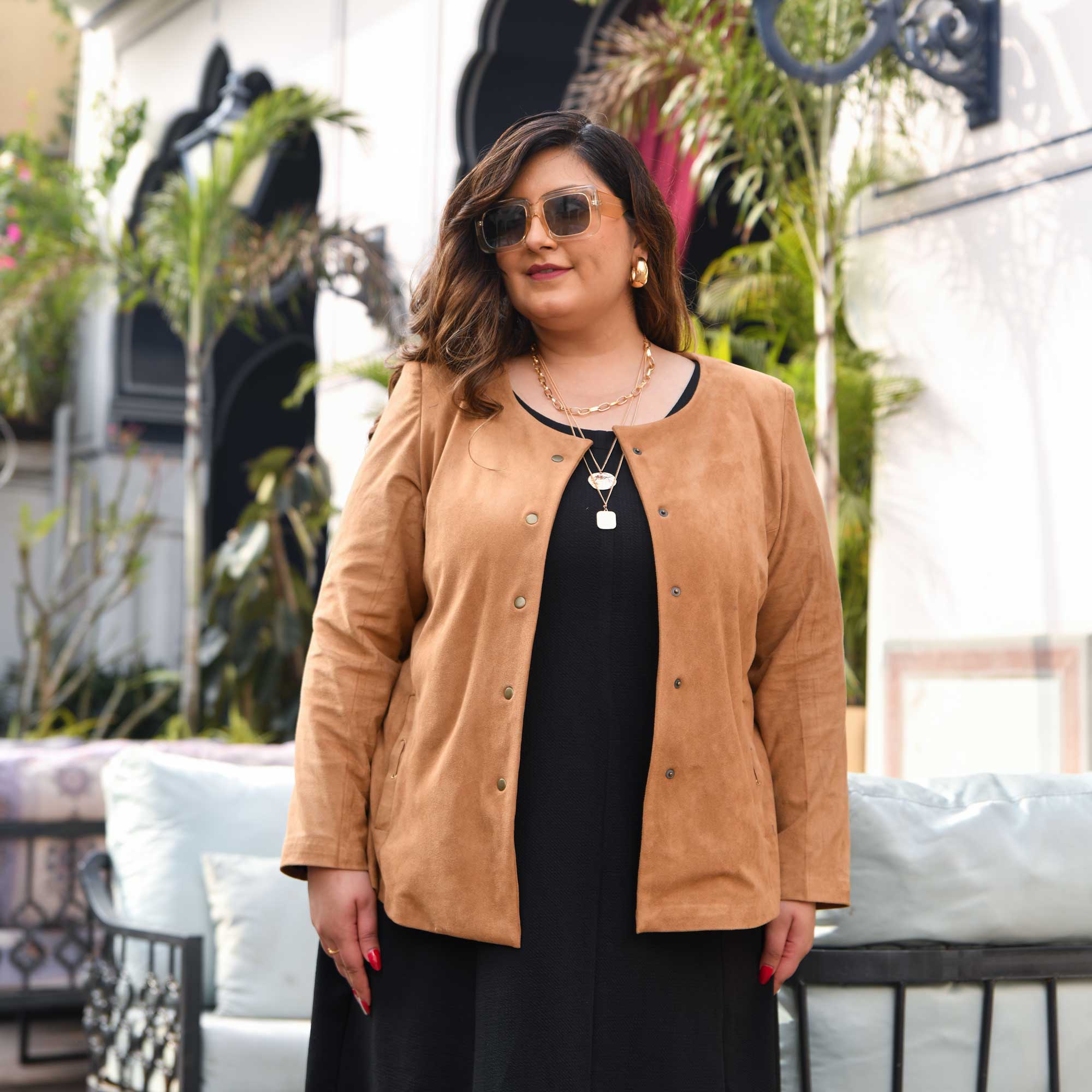 Plus size beige clearance jacket