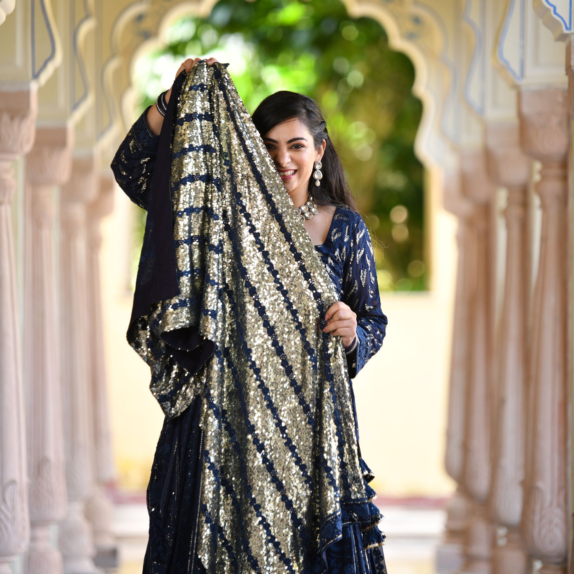 Black Taffeta Silk Anarkali with Shawl Dupatta | Fashion design dress,  Indian fashion dresses, Dress indian style