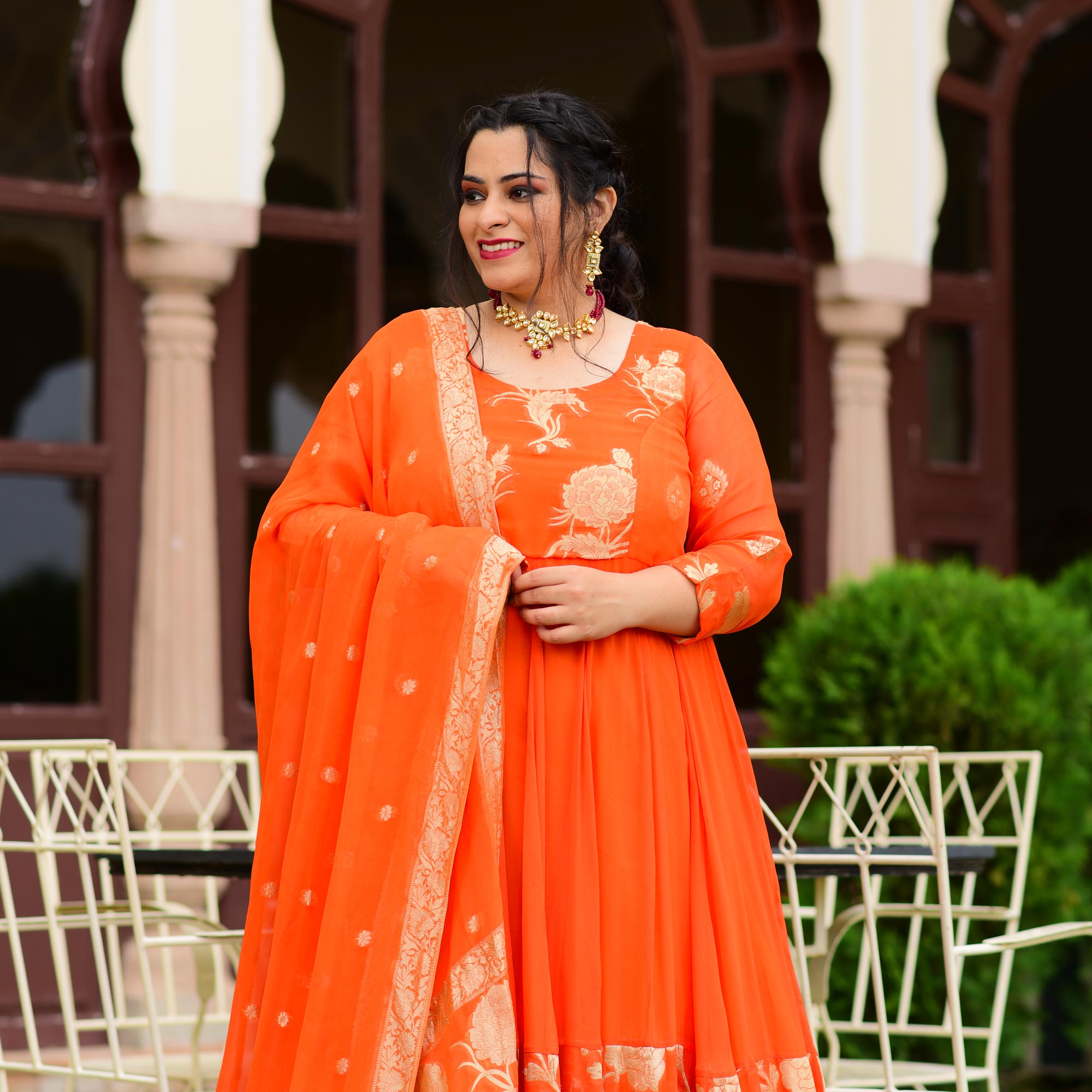 Maroon And Taupe Brown Designer Festival Wear Minakari Banarasi Daman Silk  Jacquard Anarkali Suit – Fashionfy