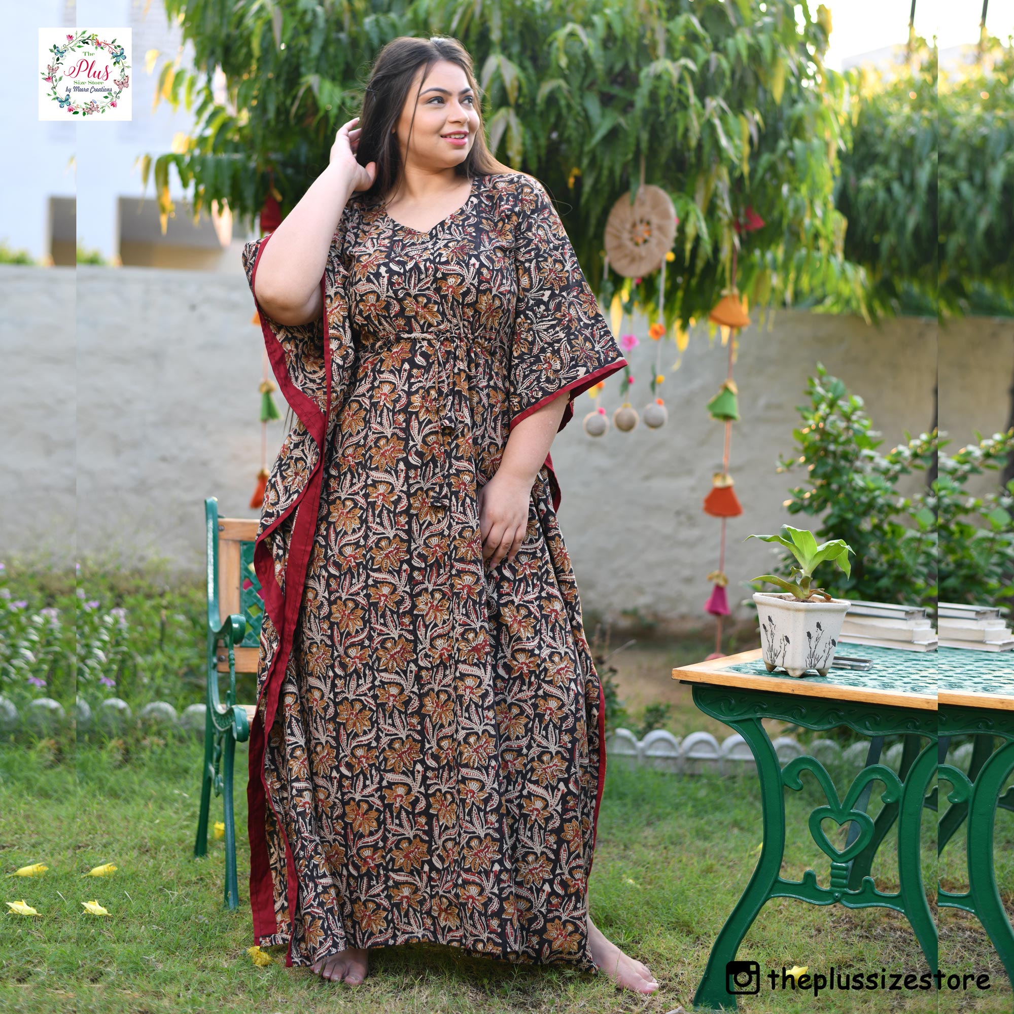 Kalamkari Printed Tie String Kaftan