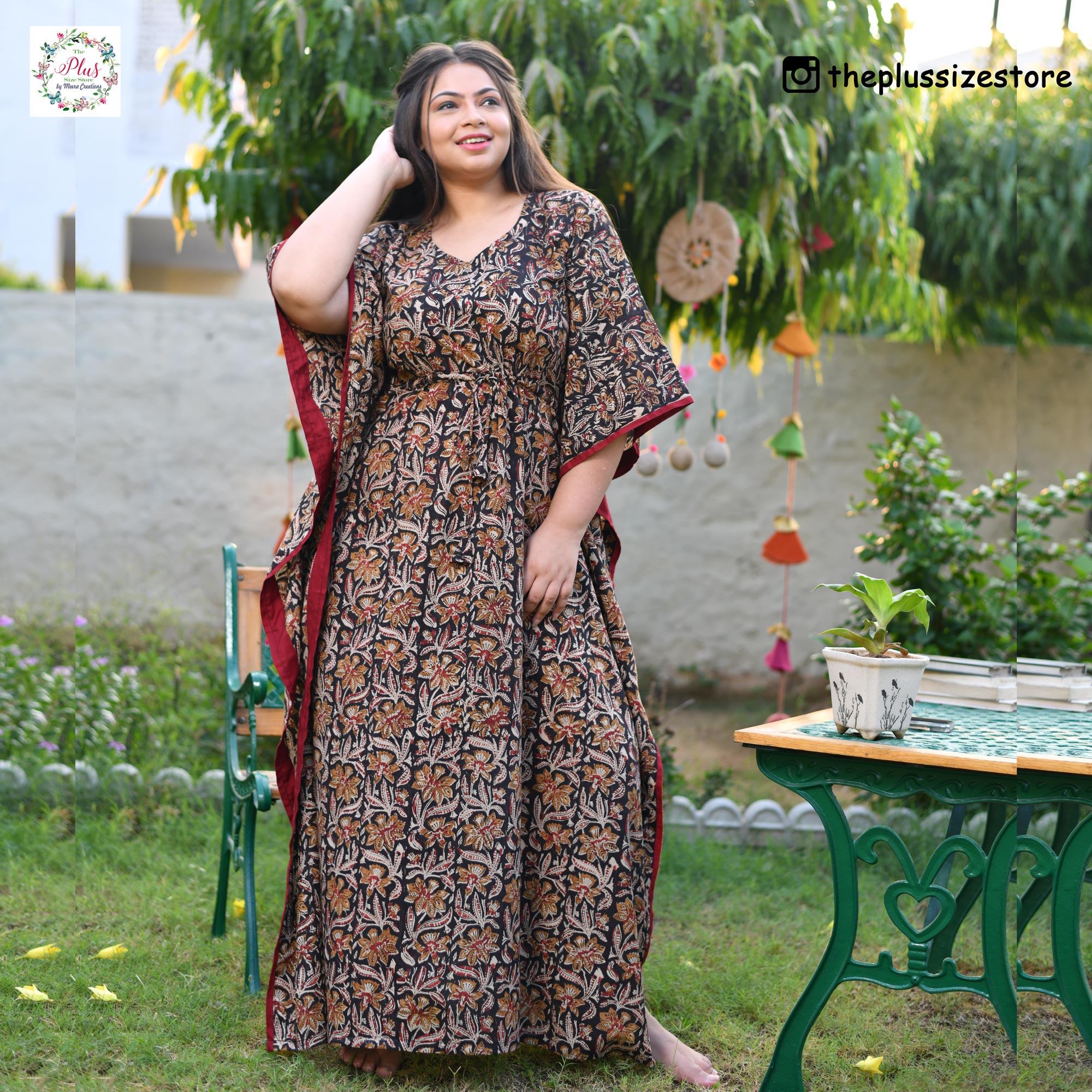 Kalamkari Printed Tie String Kaftan