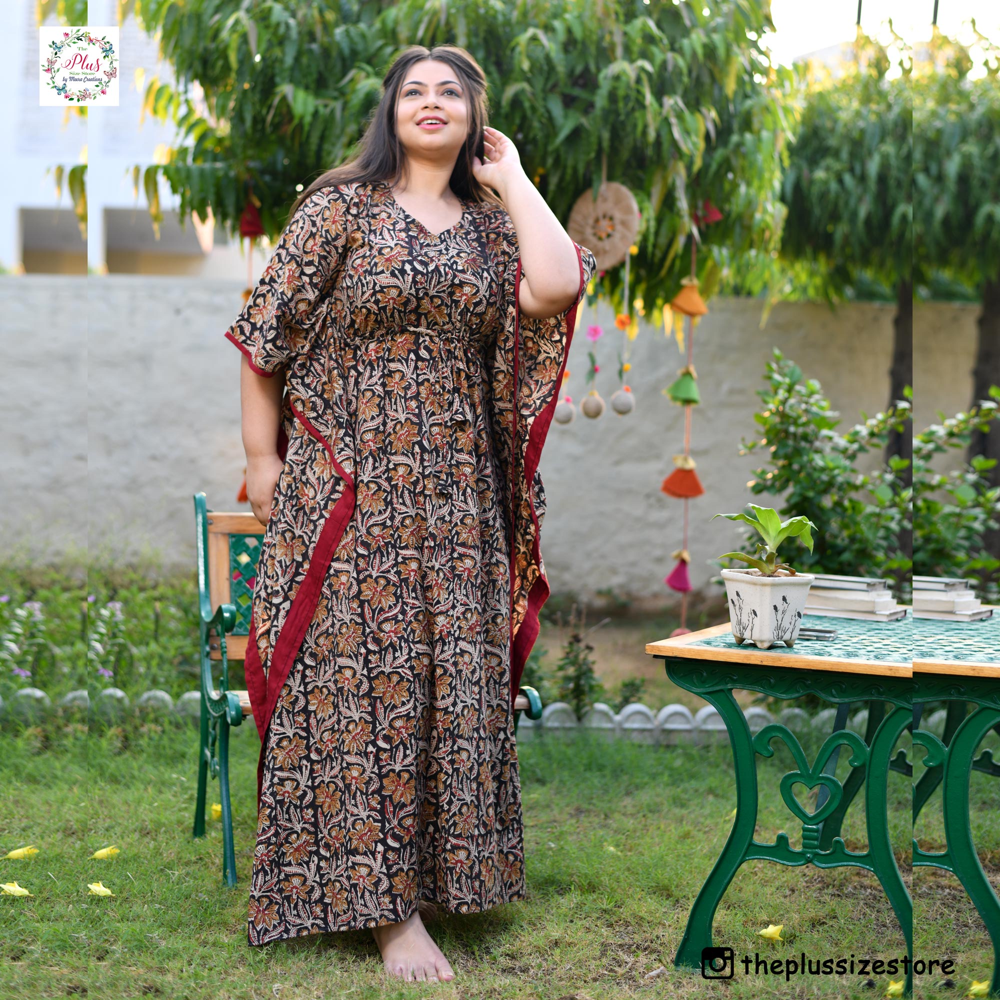 Kalamkari Printed Tie String Kaftan